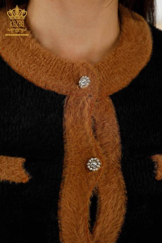 Tricotaj cu ridicata pentru femei Cardigan Angora Buttoned Black - 30094 | KAZEE