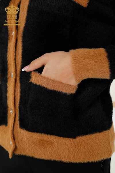 Tricotaj cu ridicata pentru femei Cardigan Angora Buttoned Black - 30094 | KAZEE - Thumbnail