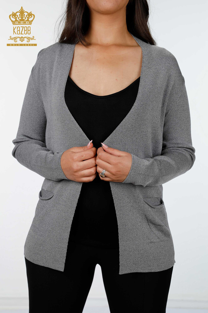 Tricotaj cu ridicata pentru femei Cardigan Buzunar lung Detaliat Viscoza - 15744 | KAZEE - 3