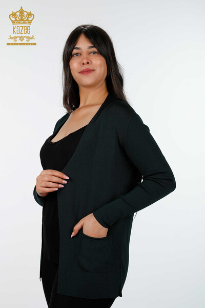 Tricotaj cu ridicata pentru femei Cardigan Buzunar lung Detaliat Viscoza - 15744 | KAZEE - Thumbnail
