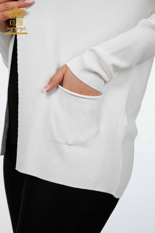 Tricotaj cu ridicata pentru femei Cardigan Buzunar lung Detaliat Viscoza - 15744 | KAZEE