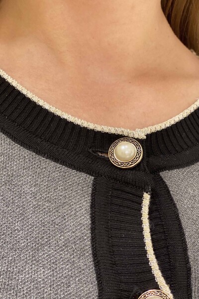 Tricotaj de damă cu ridicata Cardigan cu detaliu nasturi - 15831 | KAZEE - Thumbnail