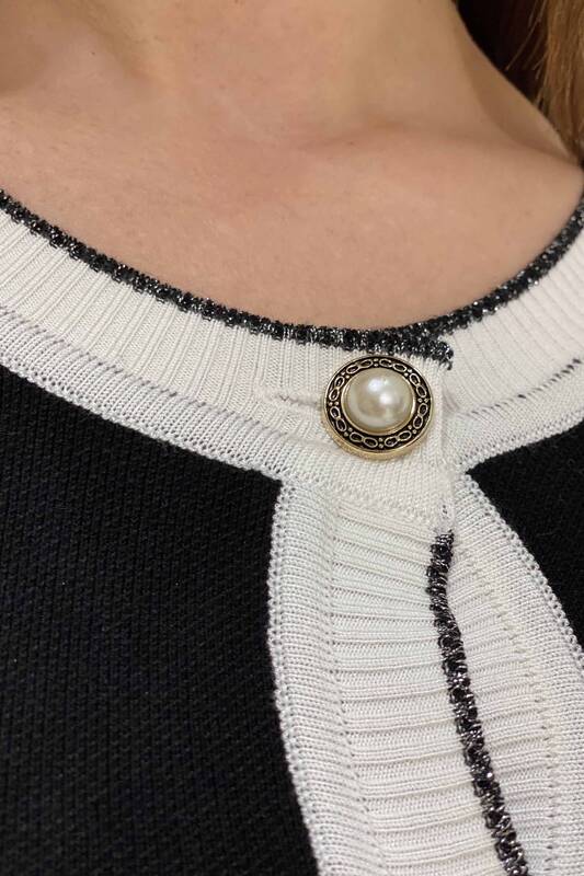 Tricotaj de damă cu ridicata Cardigan cu detaliu nasturi - 15831 | KAZEE