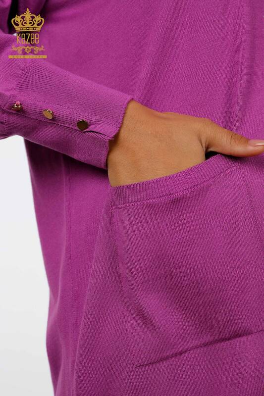 Tricotaj cu ridicata pentru femei Cardigan cu detaliu nasturi manșete Viscoză - 15944 | KAZEE