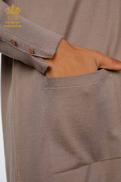 Tricotaj cu ridicata pentru femei Cardigan cu detaliu nasturi manșete Viscoză - 15944 | KAZEE - Thumbnail