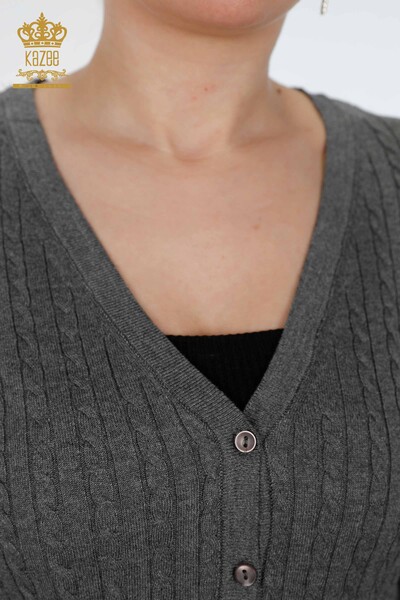 Tricotaj de damă cu ridicata Cardigan Buton Detaliat Lung Viscoză - 15661 | KAZEE - Thumbnail