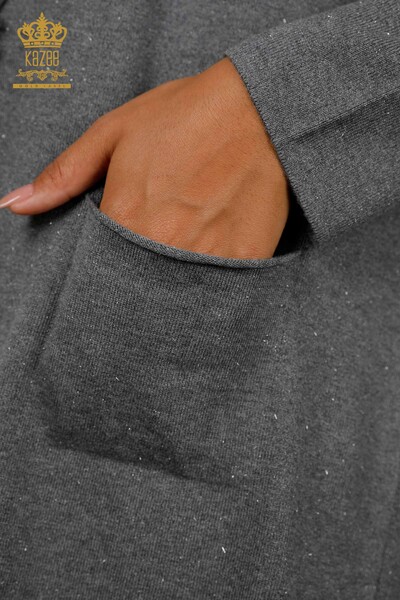 Tricotaj cu ridicata pentru femei Cardigan lung cu buzunare cu sclipici - 16807 | KAZEE - 7