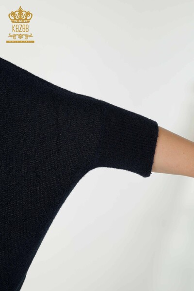 Pulover de tricotaj pentru femei cu ridicata - Angora - Bleumarin - 30293 | KAZEE - Thumbnail