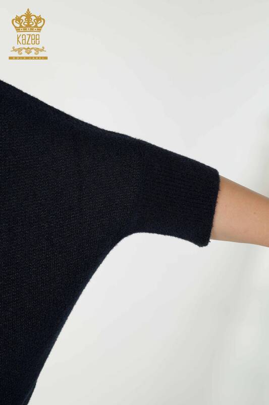 Pulover de tricotaj pentru femei cu ridicata - Angora - Bleumarin - 30293 | KAZEE