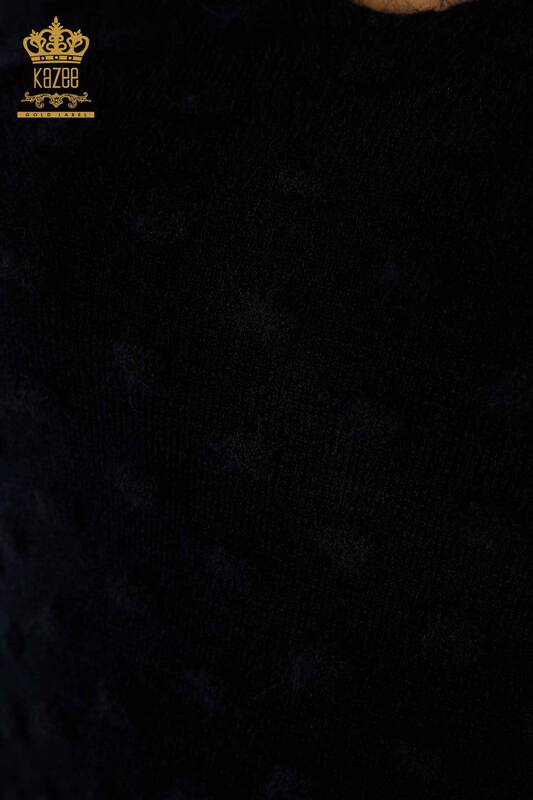 Pulover de tricotaj pentru damă cu ridicata - Angora - Albastru Marin închis - 18474 | KAZEE