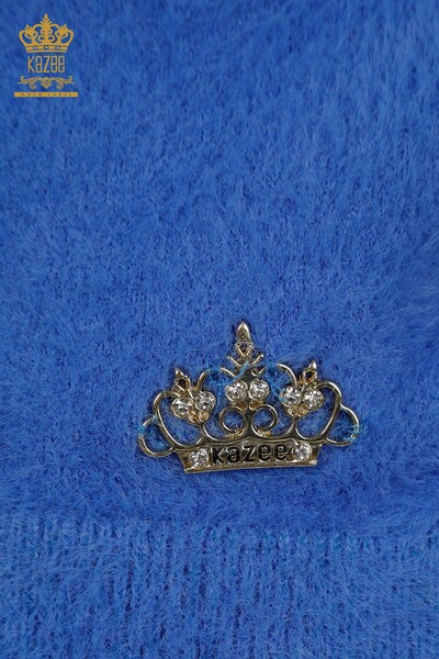 En-gros Tricotaj de damă Pulover - Angora - De bază - Albastru - 30610 | KAZEE - Thumbnail