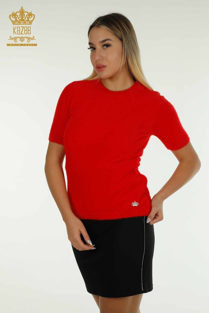 En-gros Tricotaj de damă Pulover - Angora - De bază - Roșu - 30589 | KAZEE - 1