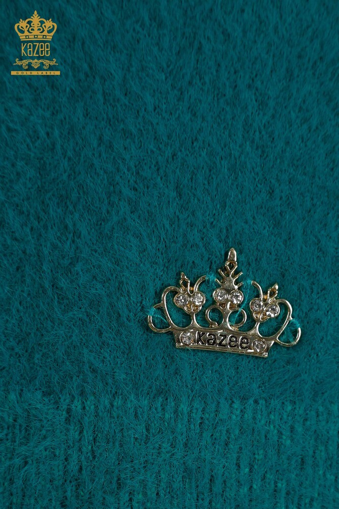 En-gros Tricotaj de damă Pulover - Angora - De bază - Turcoaz - 30610 | KAZEE - 5