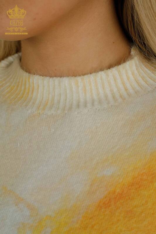 Pulover de tricotaje de damă cu ridicata - Angora - Brodat cu piatră - Digital - 40030 | KAZEE