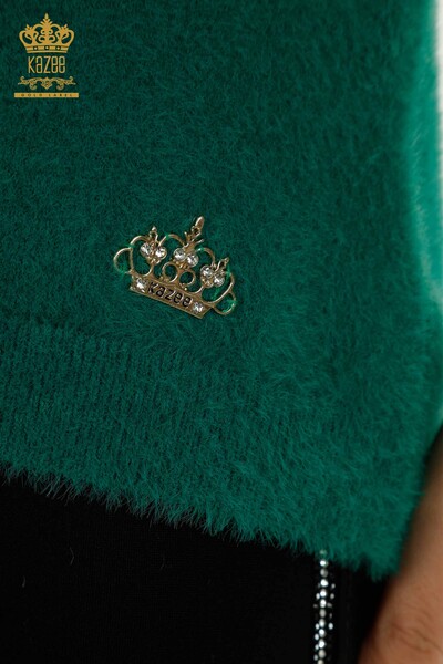 Tricotaj cu ridicata pentru femei Pulover Angora Basic Verde - 30589 | KAZEE - Thumbnail