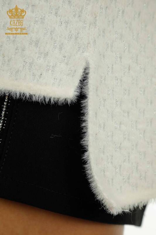 Pulover de tricotaj de damă cu ridicata - Angora - Detaliat - Ecru - 30446 | KAZEE