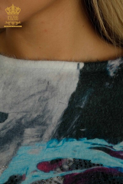 Pulover de tricotaje pentru femei - Angora - Imprimat digital - Digital - 40039 | KAZEE - Thumbnail