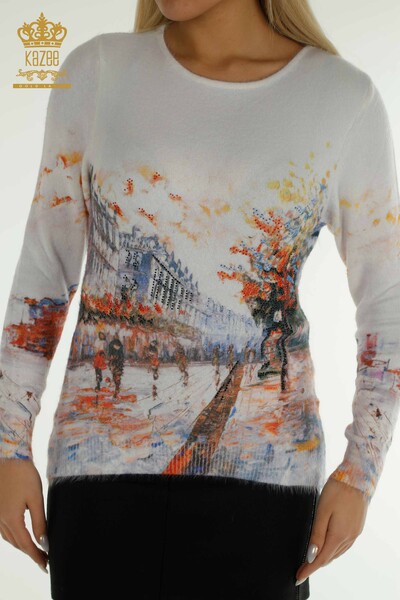 Pulover de tricotaje pentru femei - Angora - Imprimat digital - Digital - 40036 | KAZEE - Thumbnail