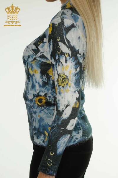 Pulover de tricotaje pentru femei - Angora - Maneca lunga - Digital - 40041 | KAZEE - Thumbnail
