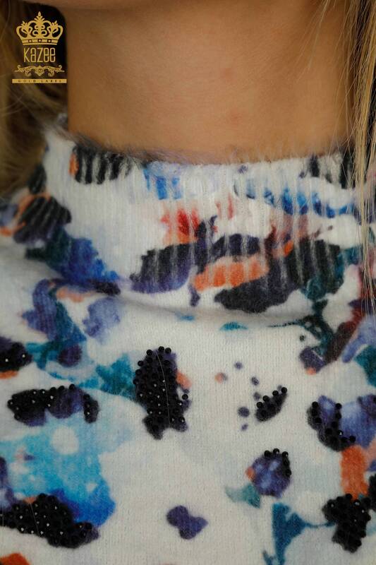Pulover de tricotaje pentru femei - Angora - Maneca lunga - Digital - 40045 | KAZEE