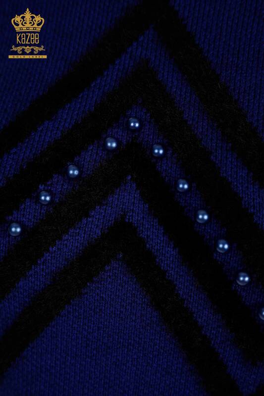 Pulover de tricotaj pentru damă cu ridicata - Angora Mărgele Detaliat - Saks - 30232 | KAZEE