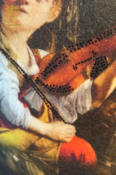 Pulover de tricotaj pentru femei - Angora - Cu model - 18324 | KAZEE - Thumbnail