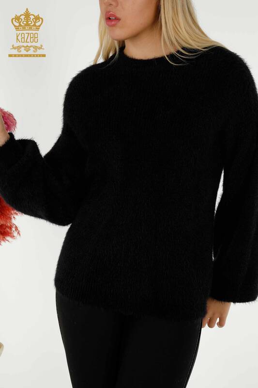 Pulover de tricotaj de damă cu ridicata - Angora - Negru - 19064 | KAZEE