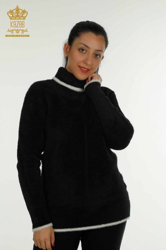 Tricotaj cu ridicata pentru femei Pulover Angora Black - 30646 | KAZEE
