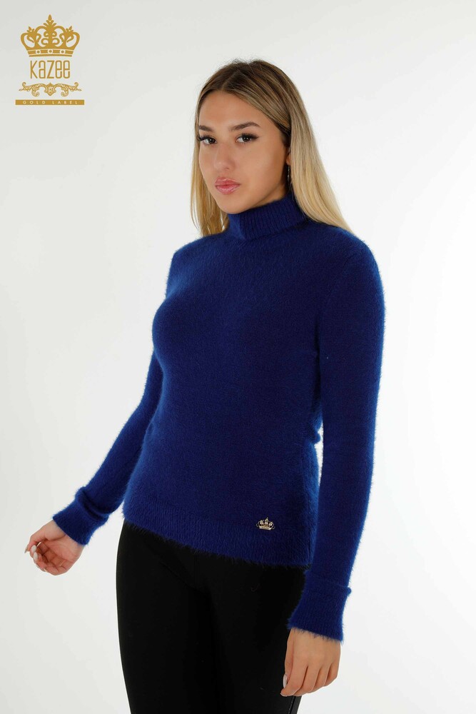 Pulover de tricotaj de damă cu ridicata - Angora - Turtleneck - Cu Logo - Saks - 12046 | KAZEE - 1