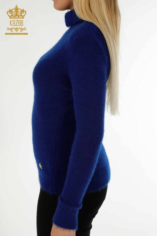 Pulover de tricotaj de damă cu ridicata - Angora - Turtleneck - Cu Logo - Saks - 12046 | KAZEE