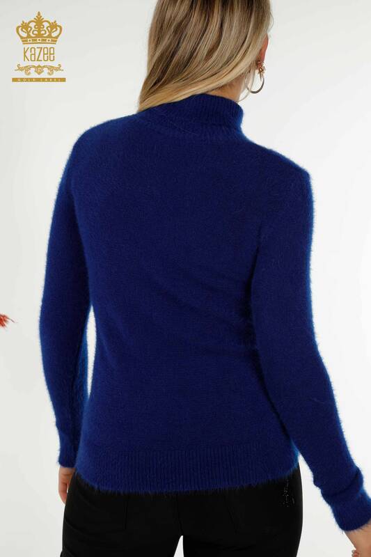 Pulover de tricotaj de damă cu ridicata - Angora - Turtleneck - Cu Logo - Saks - 12046 | KAZEE