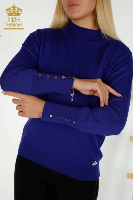 Pulover de tricotaj de damă cu ridicata - Basic - Saks - 30507 | KAZEE