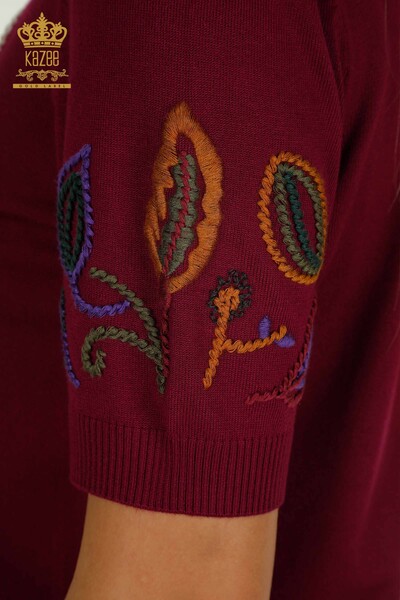 Pulover de tricotaj pentru femei cu ridicata - cu modele colorate - violet - 15844 | KAZEE - Thumbnail