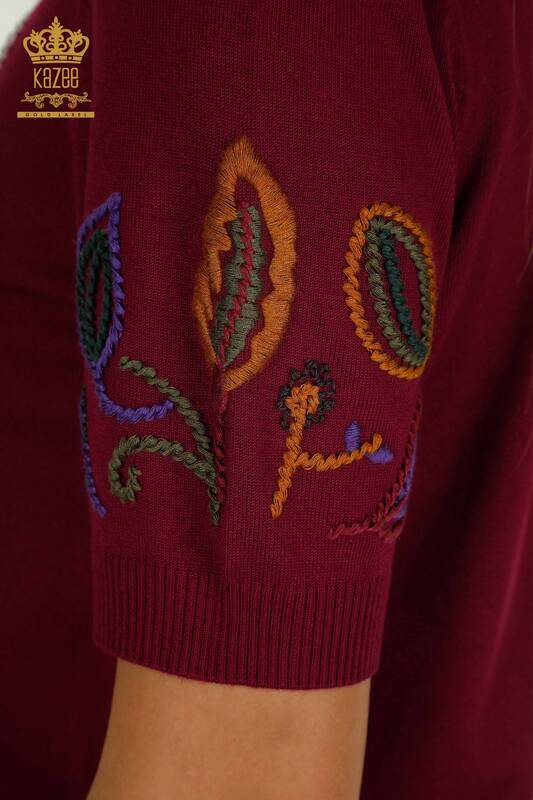 Pulover de tricotaj pentru femei cu ridicata - cu modele colorate - violet - 15844 | KAZEE