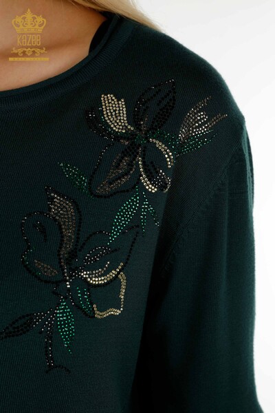 Pulover de tricotaje de damă cu ridicata - Cristal Brodat cu piatră - Nefti - 30467 | KAZEE - Thumbnail