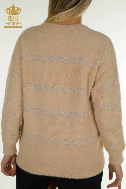 En-gros Tricotaj pentru femei Pulover - Dungi - Angora - Bej - 30680 | KAZEE