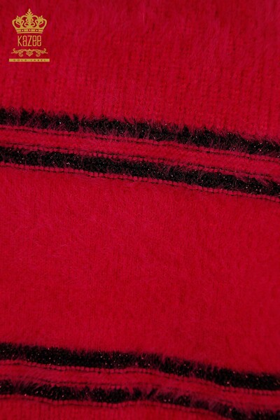 En-gros Tricotaj de damă Pulover - Dungi - Angora - Fuchsia - 30680 | KAZEE - Thumbnail