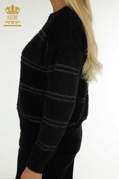 En-gros Tricotaj pentru femei Pulover - Dungi - Angora - Negru - 30680 | KAZEE - Thumbnail