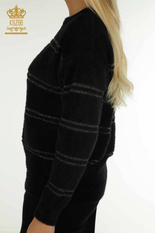 En-gros Tricotaj pentru femei Pulover - Dungi - Angora - Negru - 30680 | KAZEE