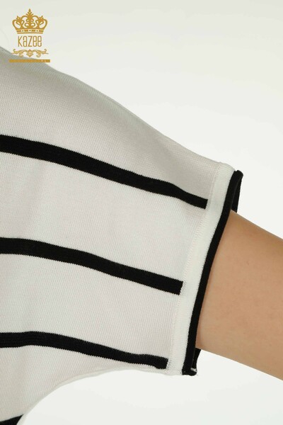 Pulover de tricotaj de damă cu ridicata - dungi - negru - 30699 | KAZEE - Thumbnail