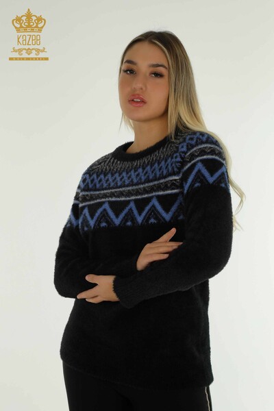 En-gros Tricotaj de damă Pulover - Cu model - Angora - Negru - 30682 | KAZEE - Thumbnail