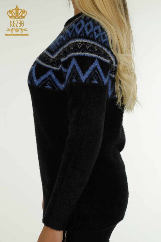 En-gros Tricotaj de damă Pulover - Cu model - Angora - Negru - 30682 | KAZEE