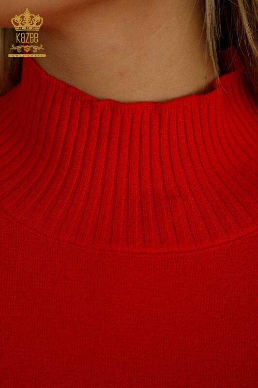 Pulover de tricotaj de damă cu ridicata - De Bază - roșu - 30757 | KAZEE