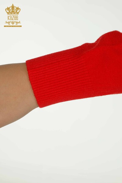 Pulover de tricotaj de damă cu ridicata - De Bază - roșu - 30757 | KAZEE - Thumbnail