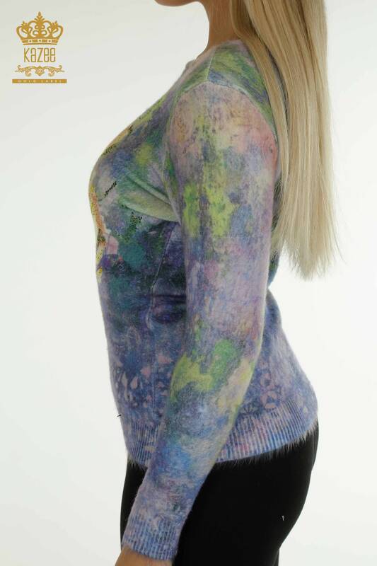 Pulover de tricotaje pentru femei cu ridicata - Brodat cu piatra - Digital - 40026 | KAZEE