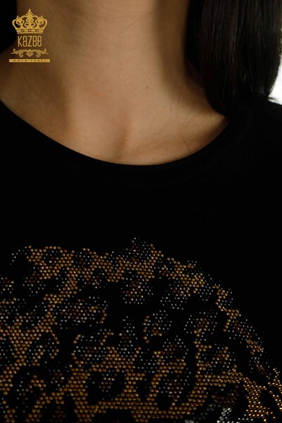 Pulover de tricotaj de damă cu ridicata - Figurad - Negru - 30102 | KAZEE - Thumbnail