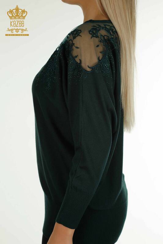 En-gros tricotaje pentru femei pulover - cu flori brodate - Nefti - 30228 | KAZEE