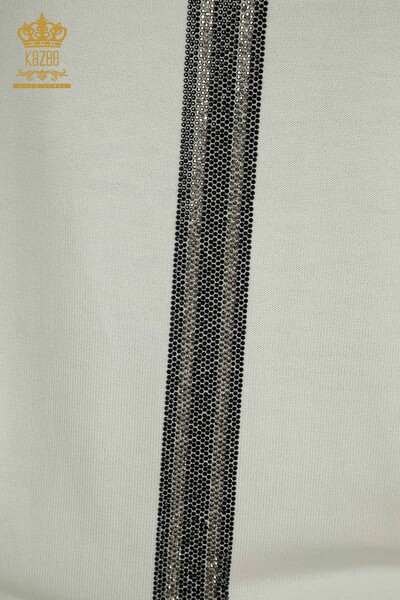 En-gros Tricotaj de damă Pulover - Decolteu - Ecru - 30457 | KAZEE - Thumbnail