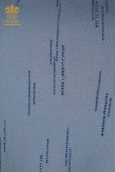 Tricotaj de damă cu ridicata Pulover cu guler înalt Albastru - 30599 | KAZEE - Thumbnail