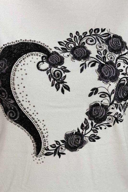 Tricotaj cu ridicata pentru femei Pulover cu guler înalt cu model - 16284 | KAZEE